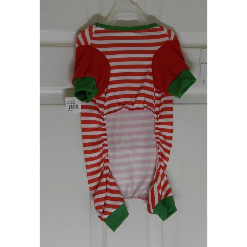 Pet Spirit Christmas Dog Apparel Pajamas Ho Ho Ho Stripes Red White Sz Med NWOT